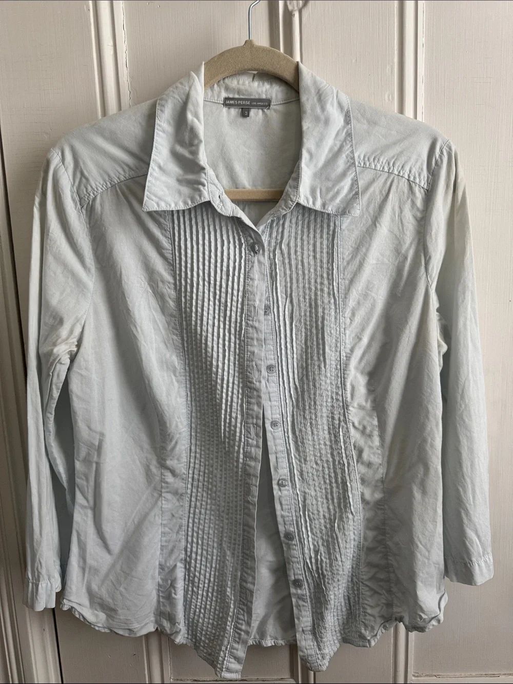 James Perse Light Gray/blue Pin-Tuck Dress Shirt